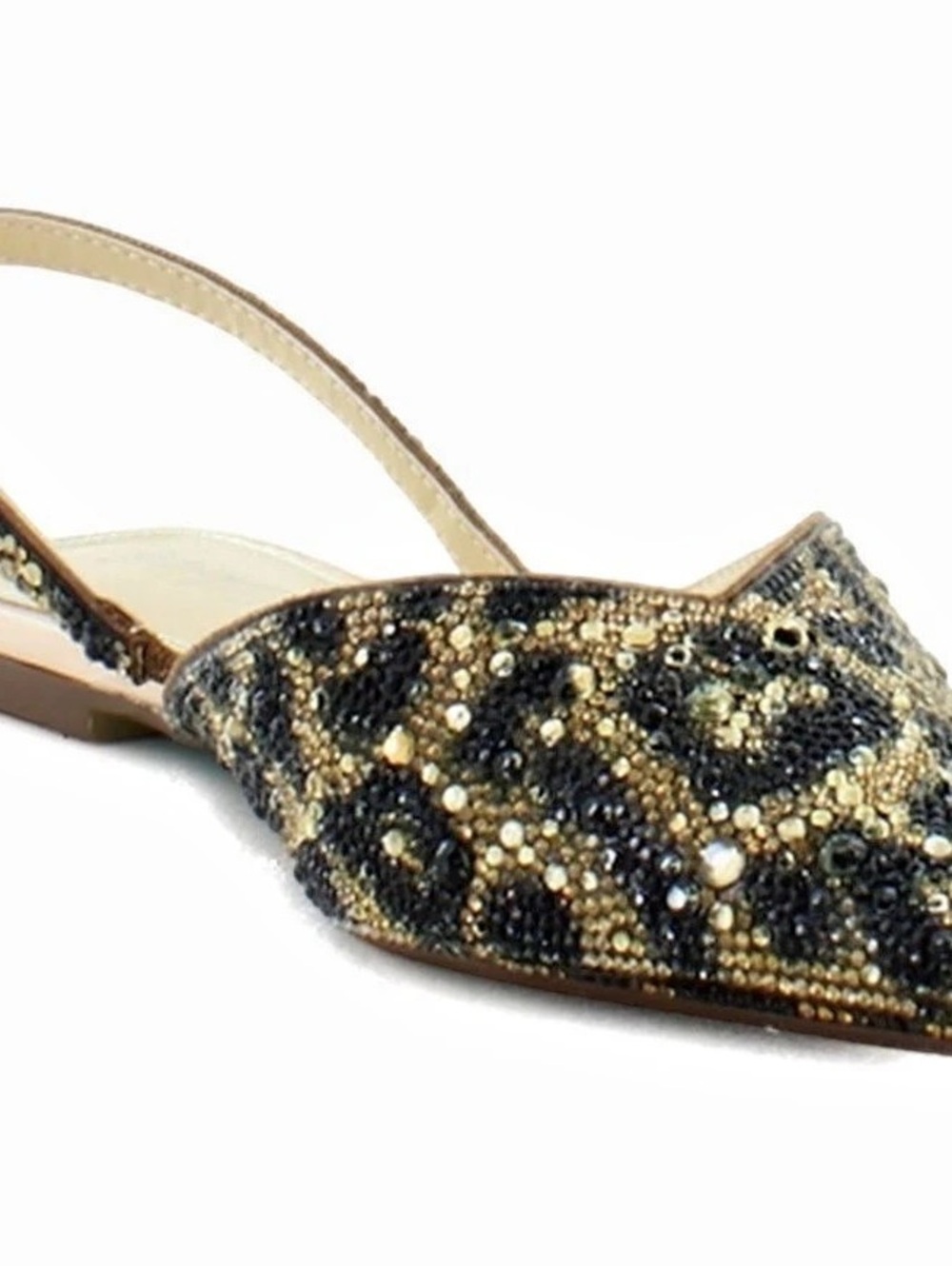 Betsey Johnson Beaded Pointed-Toe Slingback Flats US 6, turquoise bottoms